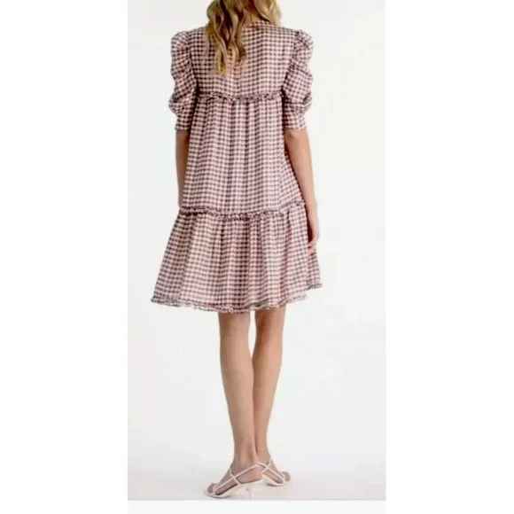 $338 Birgitte Herskind Sus Shift Dress  Pepita Houndstooth Print Size US 12 XL - Picture 2 of 7